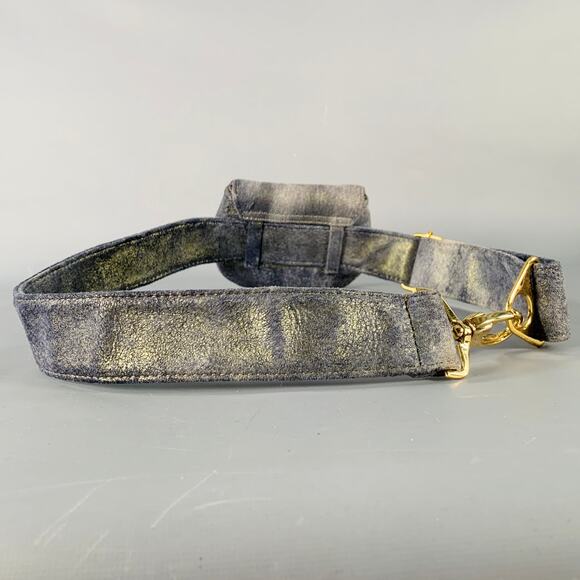 JAMES DRAKE Grey Gold Metallic Leather Micro Belt Bag - Picture 3 of 7